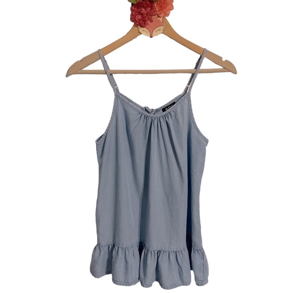 a.n.a. ruffled chambray tank top size XS